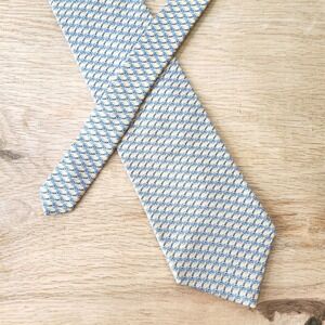 Brooks Brothers Makers Silk Neck Tie Geometric Print Vintage USA 57" Yellow Blue